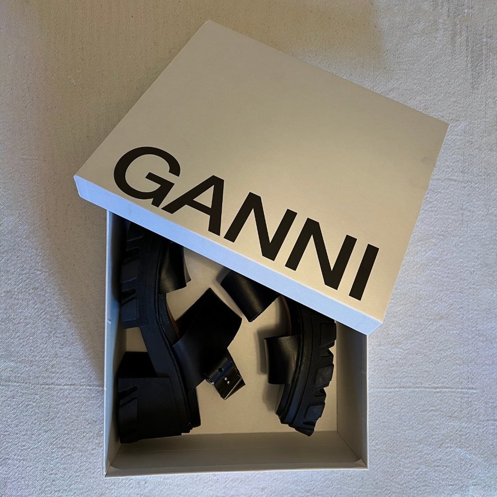 Ganni Cleated High Heel Sandal, Black, Size 9 - Picture 17 of 17